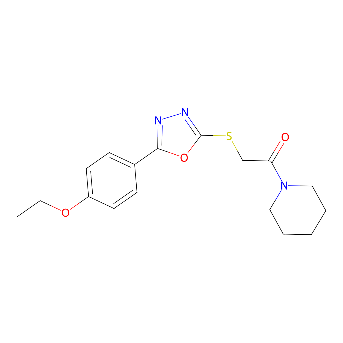 2-((5-(4-Ethoxyphenyl)-1,3,4-oxadiazol-2-yl)thio)-1-(piperidin-1-yl)ethanone molecular structure, CAS 850937-14-3