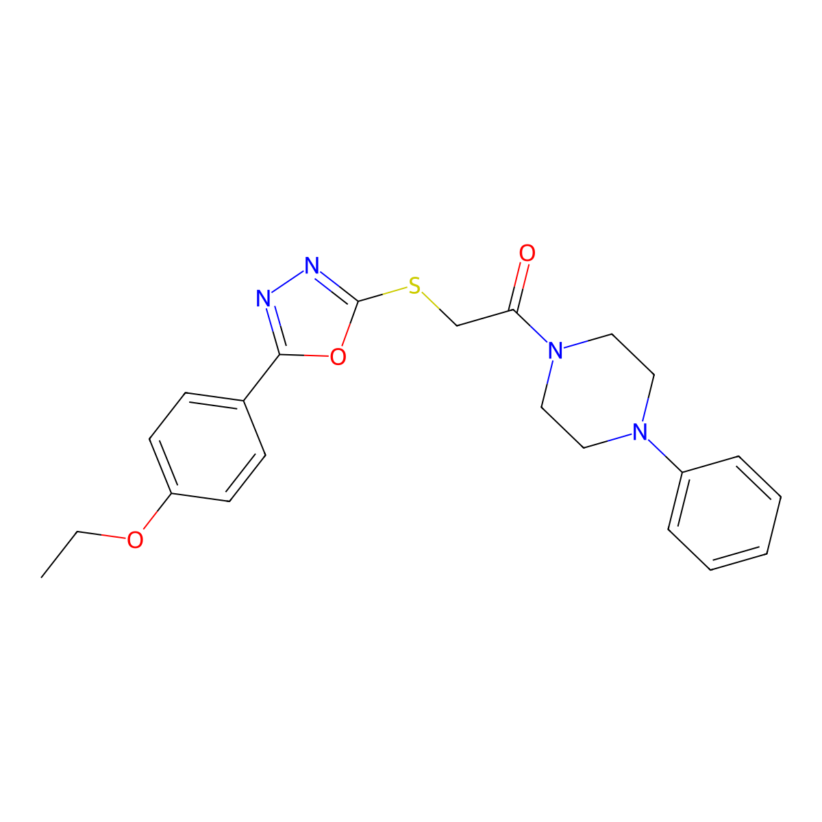 2-[[5-(4-Ethoxyphenyl)-1,3,4-oxadiazol-2-yl]sulfanyl]-1-(4-phenylpiperazin-1-yl)ethanone molecular structure, CAS 850937-16-5