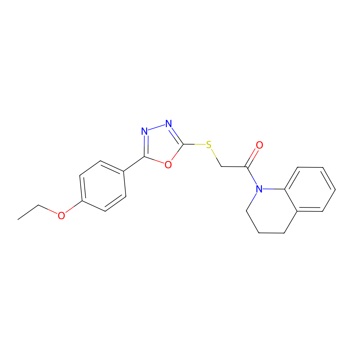 1-(3,4-dihydroquinolin-1(2H)-yl)-2-((5-(4-ethoxyphenyl)-1,3,4-oxadiazol-2-yl)thio)ethanone molecular structure, CAS 850937-20-1