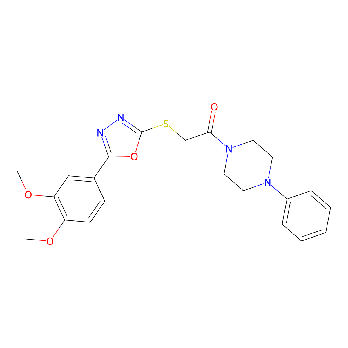 2-((5-(3,4-Dimethoxyphenyl)-1,3,4-oxadiazol-2-yl)thio)-1-(4-phenylpiperazin-1-yl)ethanone molecular structure, CAS 850937-27-8