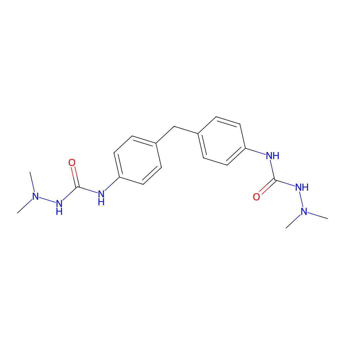 N,N'-(Methylenedi-4,1-phenylene)bis(2,2-dimethylhydrazinecarboxamide) molecular structure, CAS 85095-61-0