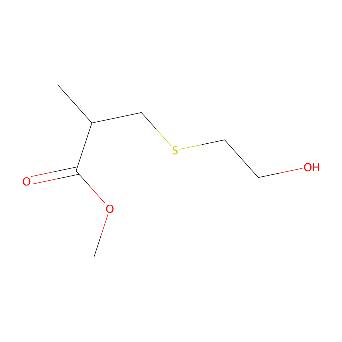 Methyl 3-[(2-hydroxyethyl)thio]isobutyrate molecular structure, CAS 85099-03-2