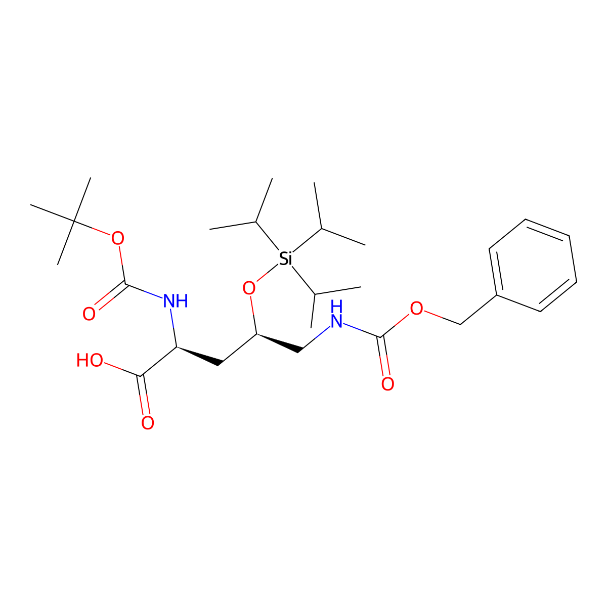 (2S,4R)-5-Benzyloxycarbonylamino-2-tert-butoxycarbonylamino-4-triisopropylsilanyloxy-pentanoic acid molecular structure, CAS 850996-84-8