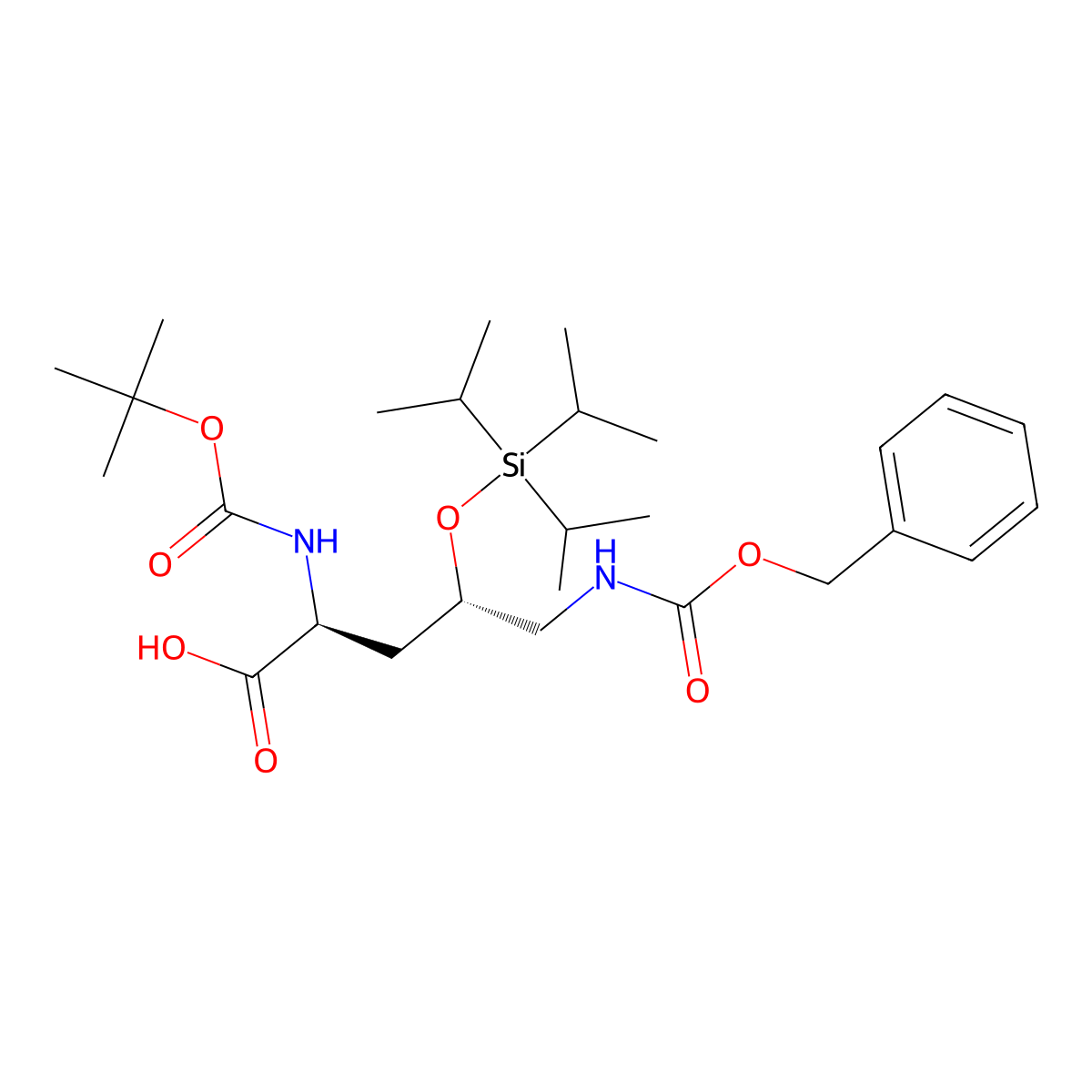 (2S,4S)-5-Benzyloxycarbonylamino-2-tert-butoxycarbonylamino-4-triisopropylsilanyloxy-pentanoic acid molecular structure, CAS 850996-85-9