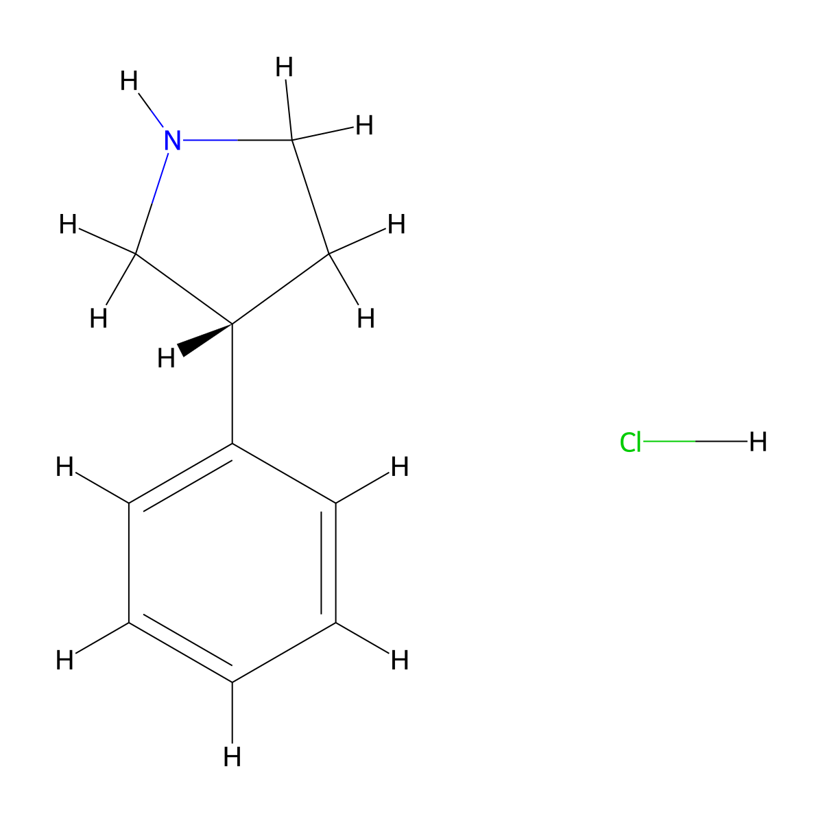 (R)-3-Phenyl-pyrrolidine hydrochloride molecular structure, CAS 851000-46-9