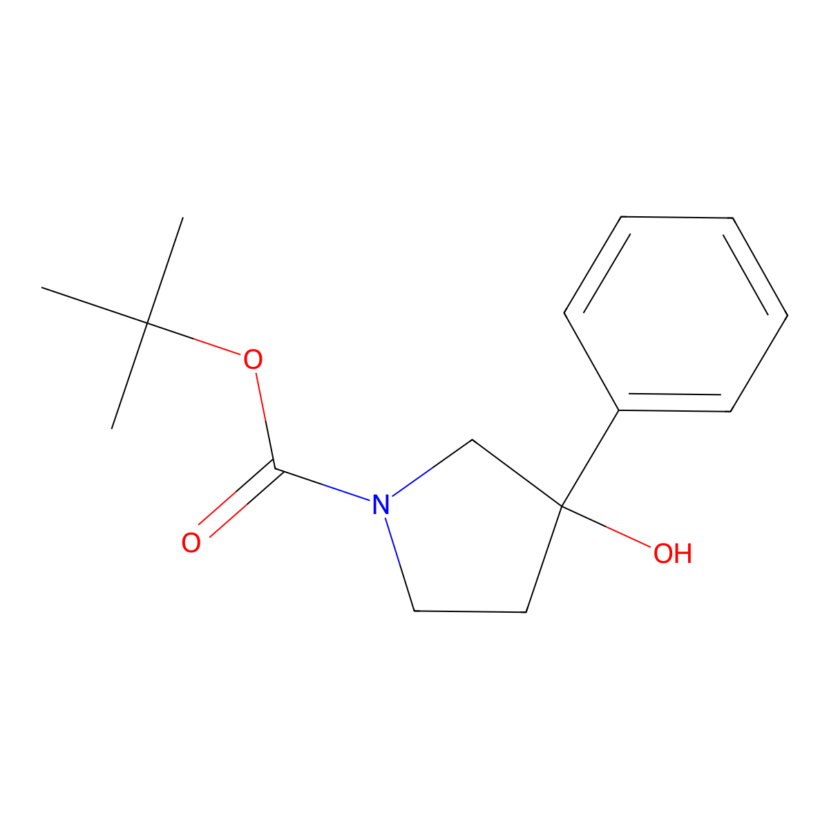 Tert-butyl 3-hydroxy-3-phenylpyrrolidine-1-carboxylate molecular structure, CAS 851000-71-0
