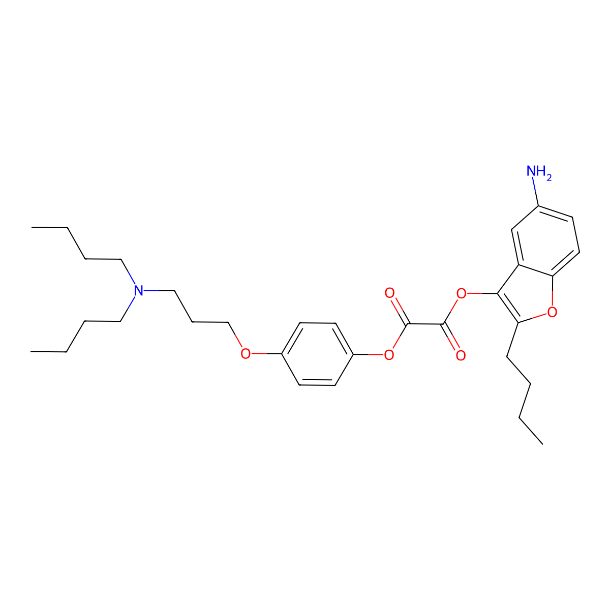 5-Amino-2-butylbenzofuran-3-yl (4-(3-(dibutylamino)propoxy)phenyl) oxalate molecular structure, CAS 851014-95-4
