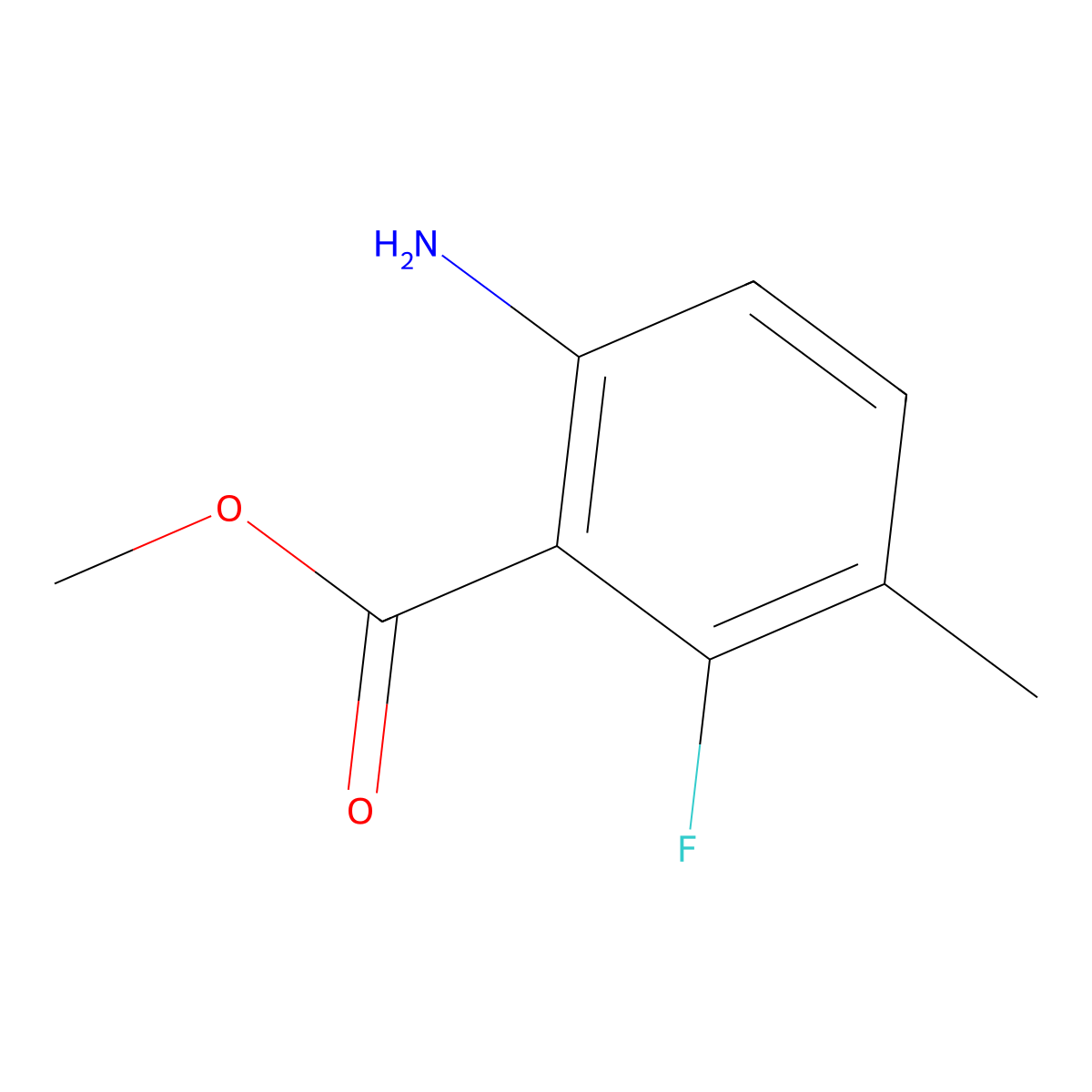 Methyl 6-amino-2-fluoro-3-methylbenzoate molecular structure, CAS 851045-19-7