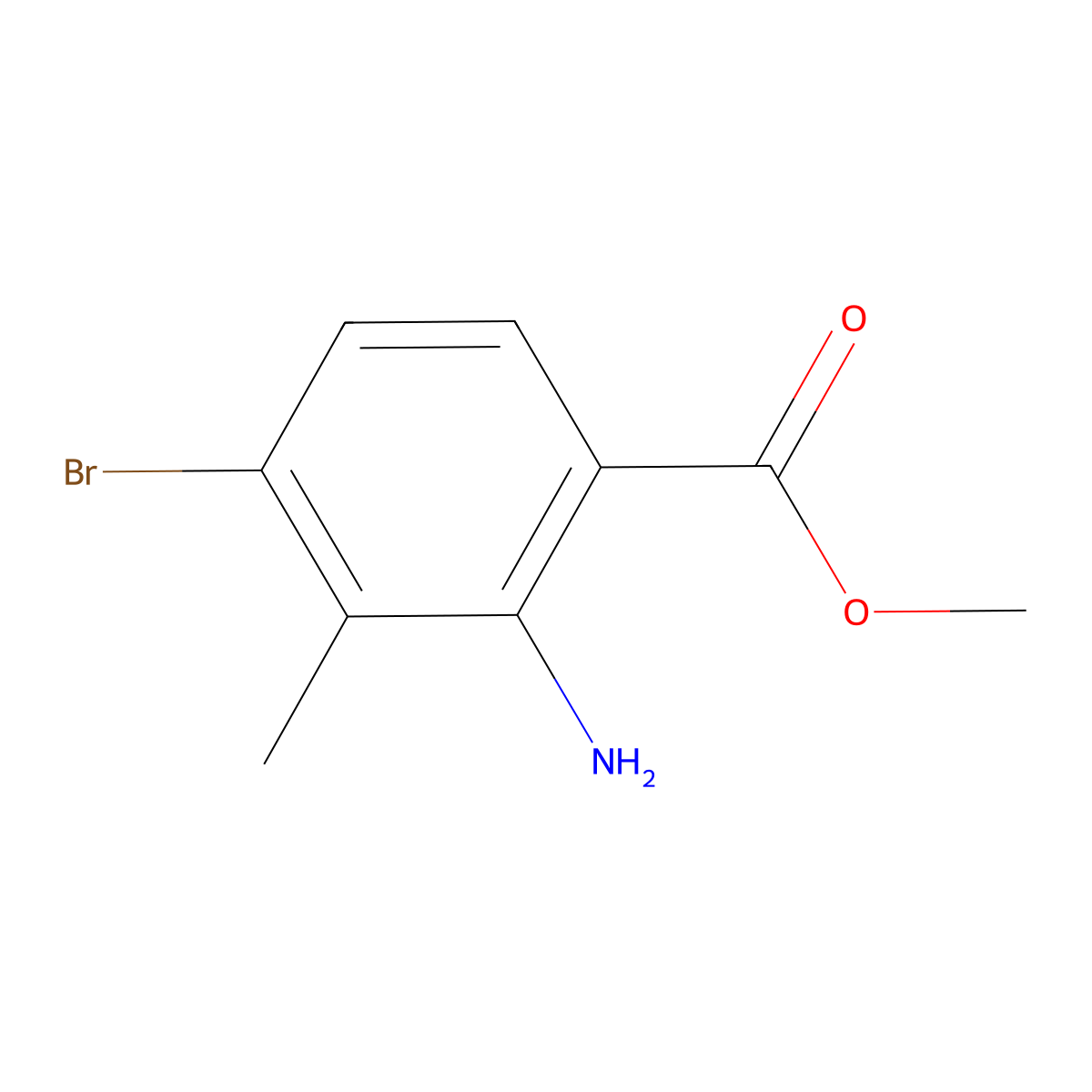 Methyl 2-amino-4-bromo-3-methylbenzoate molecular structure, CAS 851045-38-0