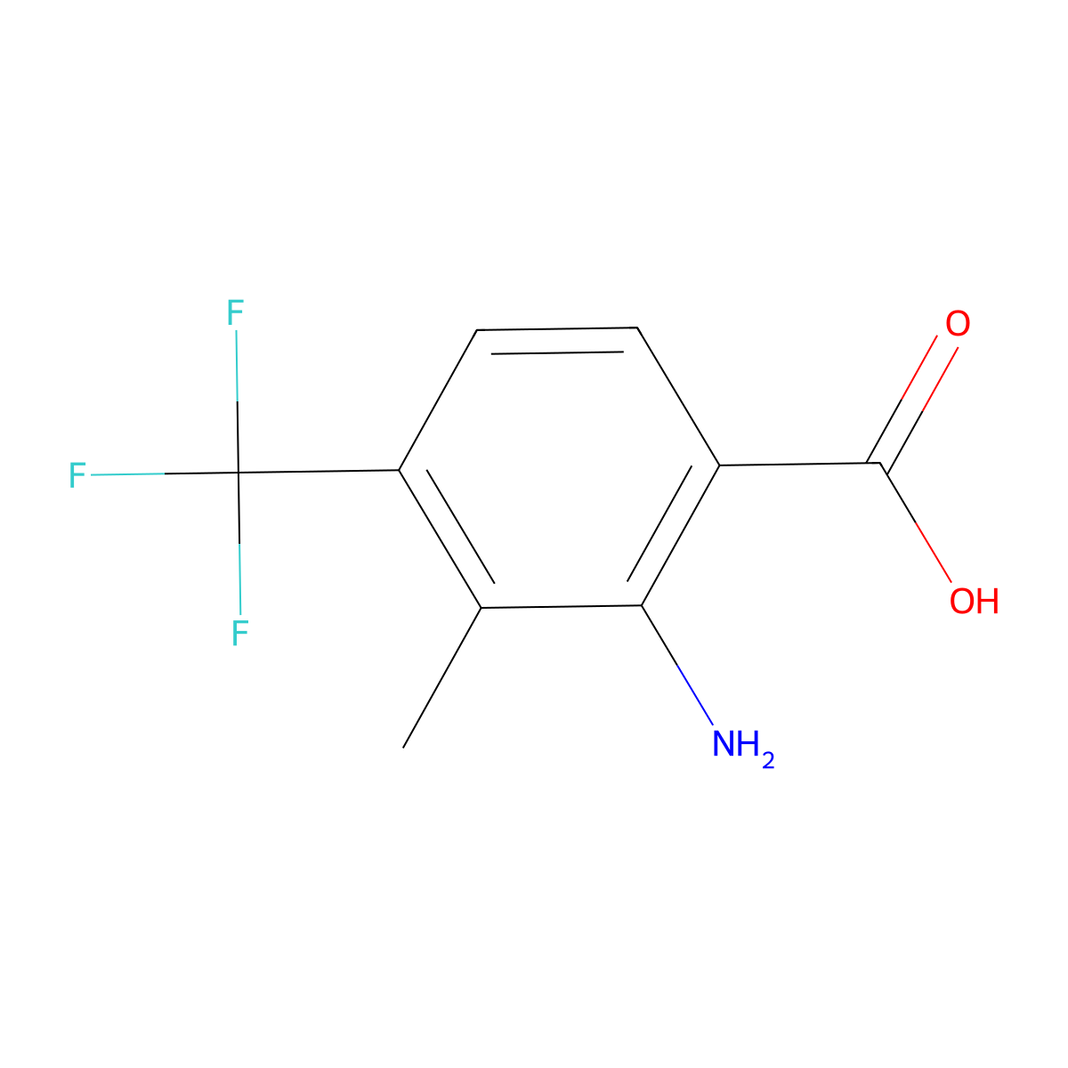 2-Amino-3-methyl-4-(trifluoromethyl)benzoic acid molecular structure, CAS 851045-51-7