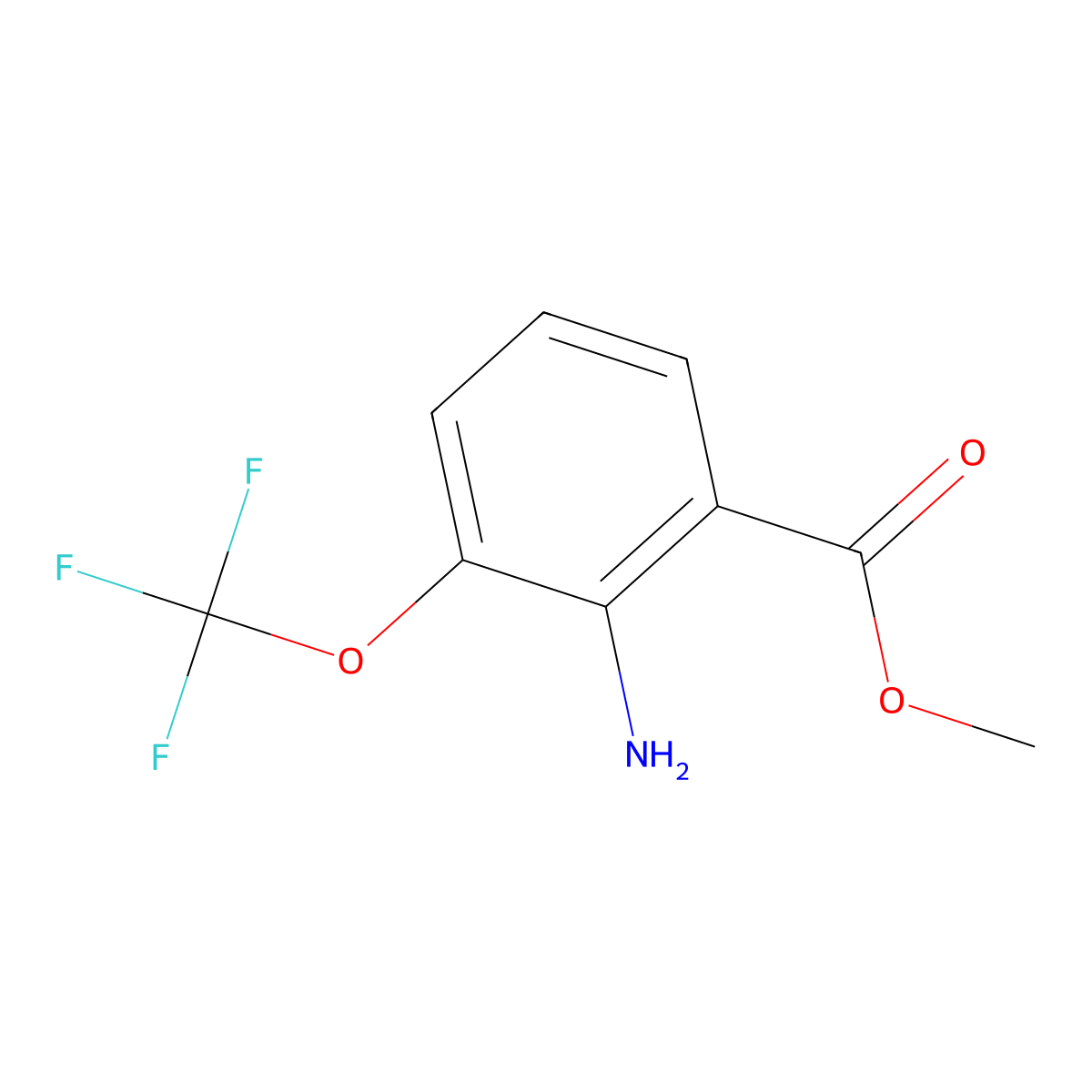 Methyl 2-amino-3-(trifluoromethoxy)benzoate molecular structure, CAS 851045-82-4