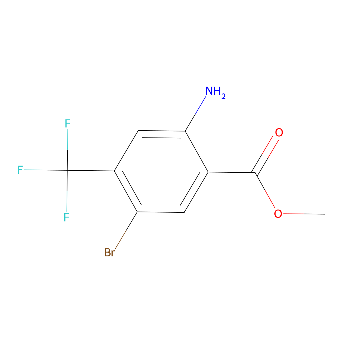 Methyl 2-amino-5-bromo-4-(trifluoromethyl)benzoate molecular structure, CAS 851045-83-5
