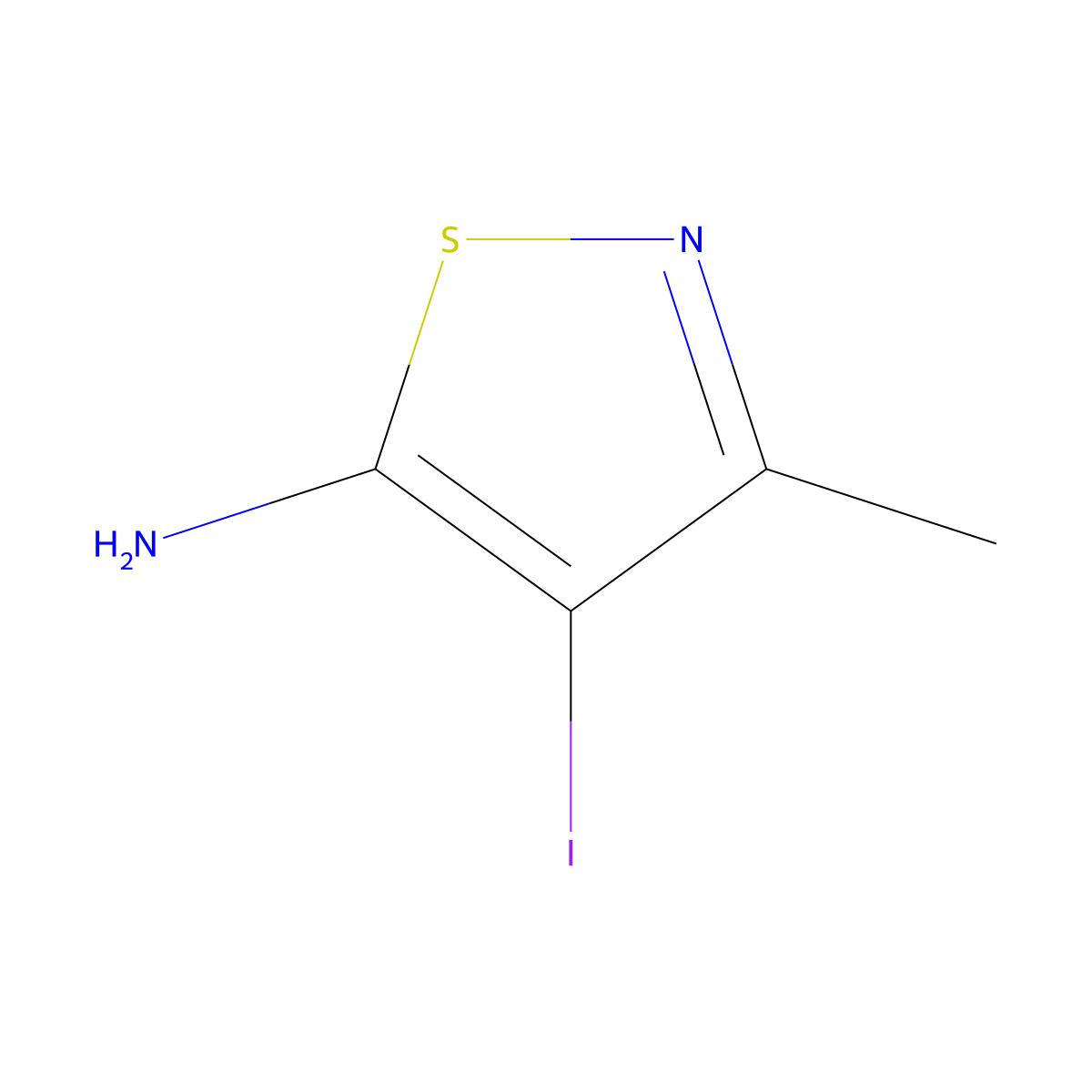 4-Iodo-3-methyl-1,2-thiazol-5-amine molecular structure, CAS 851049-22-4