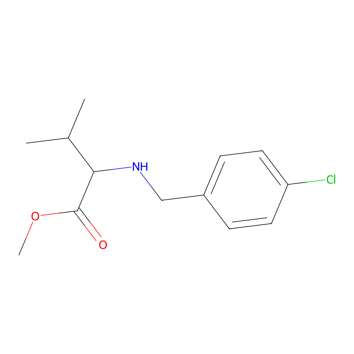 Methyl 2-{[(4-chlorophenyl)methyl]amino}-3-methylbutanoate molecular structure, CAS 851052-88-5