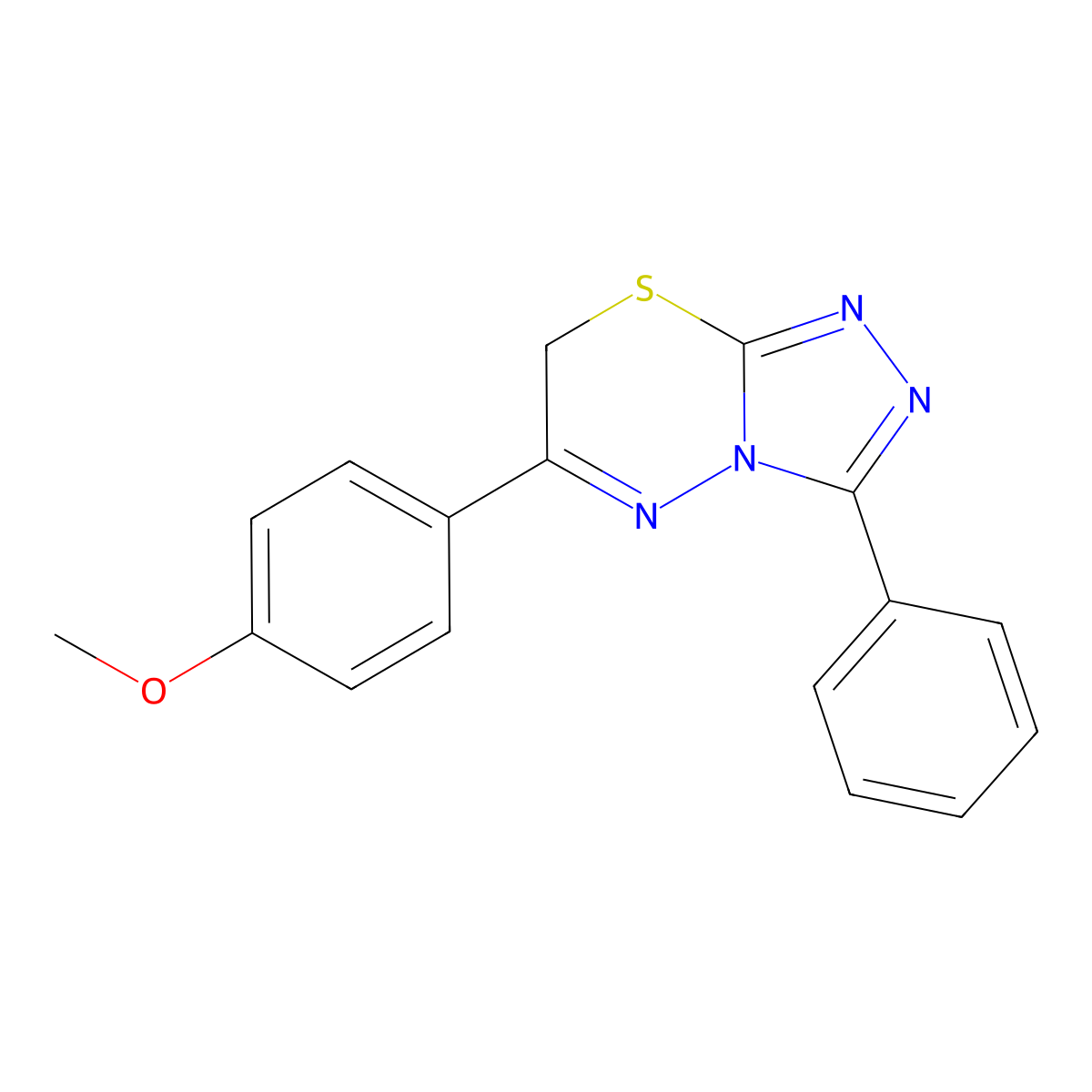 6-(4-methoxyphenyl)-3-phenyl-7H-[1,2,4]triazolo[3,4-b][1,3,4]thiadiazine molecular structure, CAS 85106-28-1