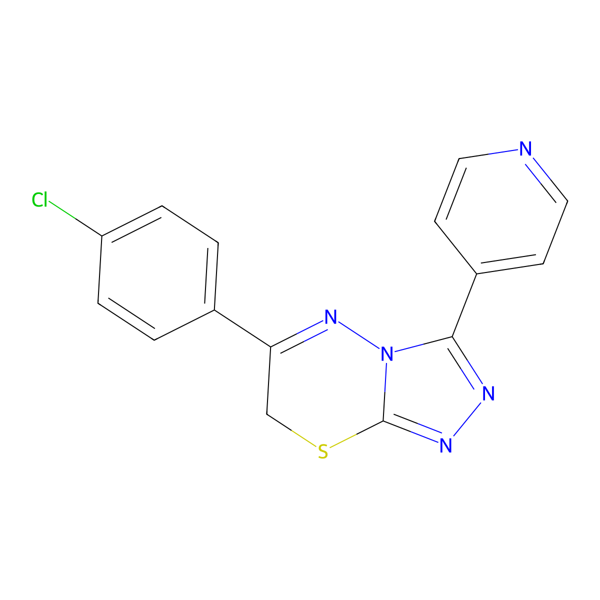 4-[6-(4-chlorophenyl)-7H-[1,2,4]triazolo[3,4-b][1,3,4]thiadiazin-3-yl]pyridine molecular structure, CAS 85106-54-3