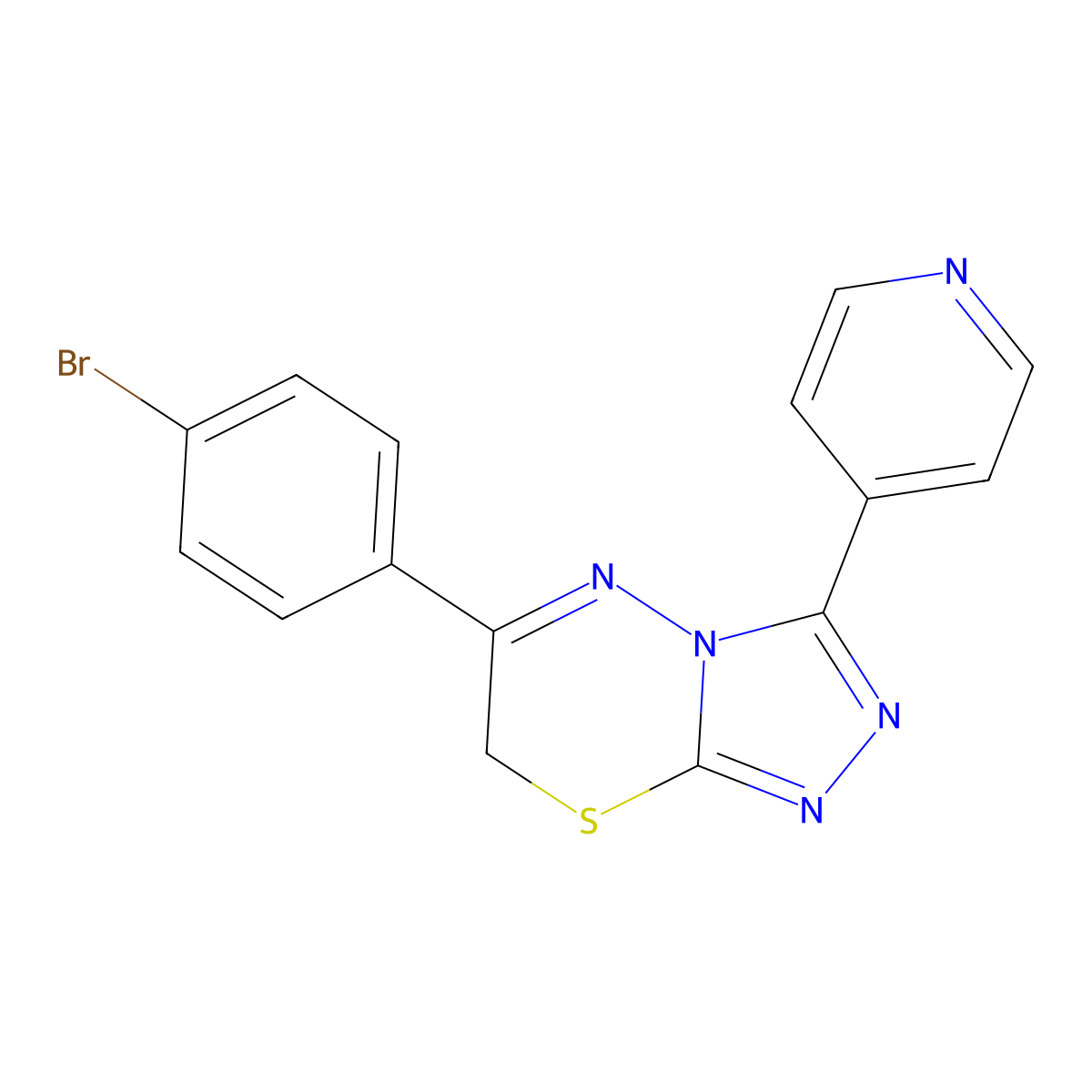 6-(4-Bromophenyl)-3-(4-pyridinyl)-7H-1,2,4-triazolo(3,4-b)(1,3,4)thiadiazine molecular structure, CAS 85106-55-4