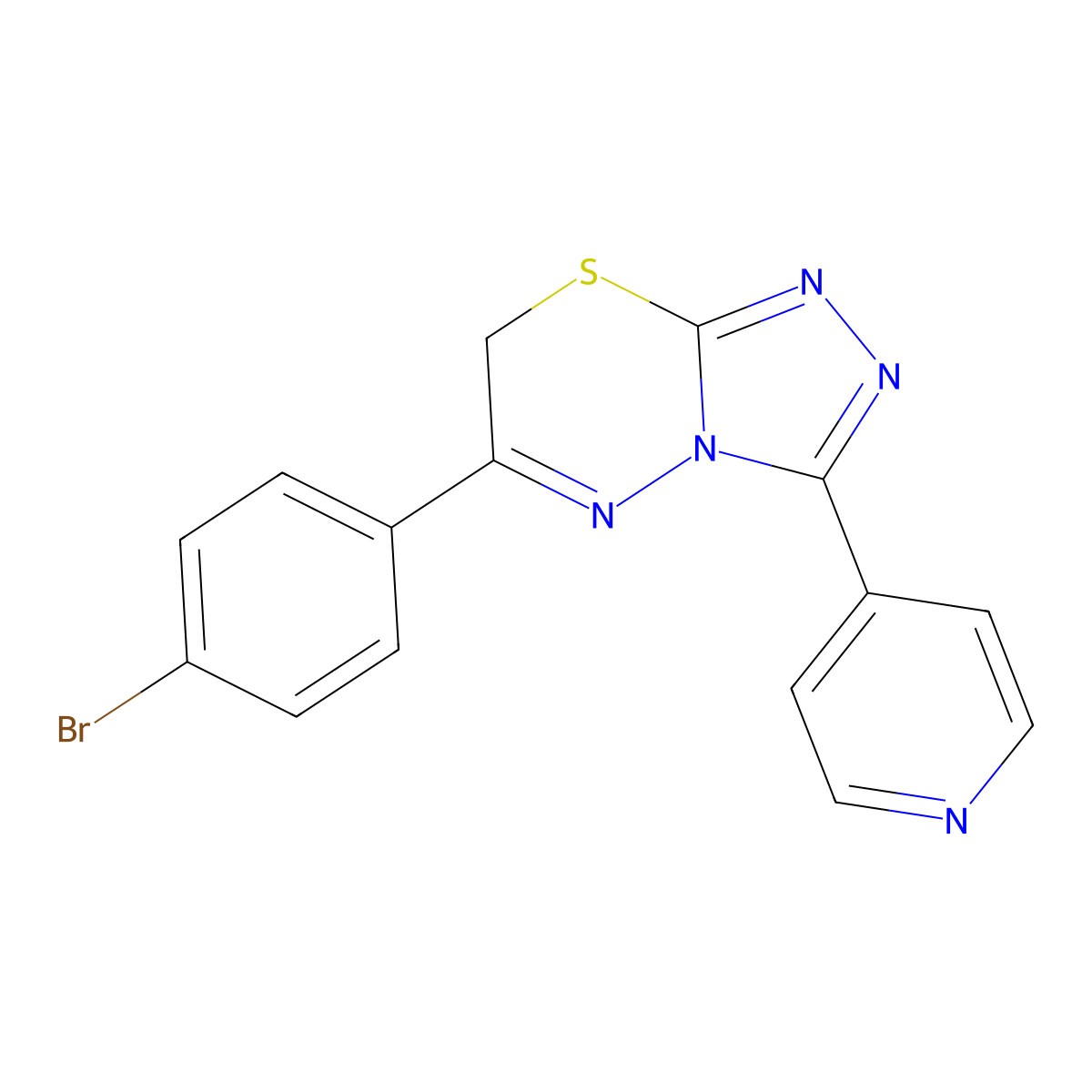 6-(4-Bromophenyl)-3-(4-pyridinyl)-7H-1,2,4-triazolo(3,4-b)(1,3,4)thiadiazine molecular structure, CAS 85106-55-4