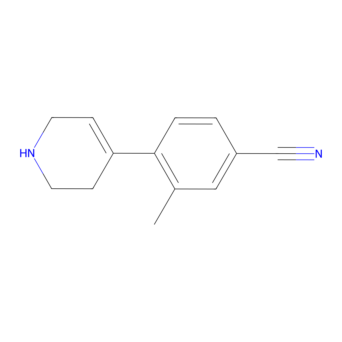 3-Methyl-4-(1,2,3,6-tetrahydropyridin-4-yl)benzonitrile molecular structure, CAS 851068-14-9