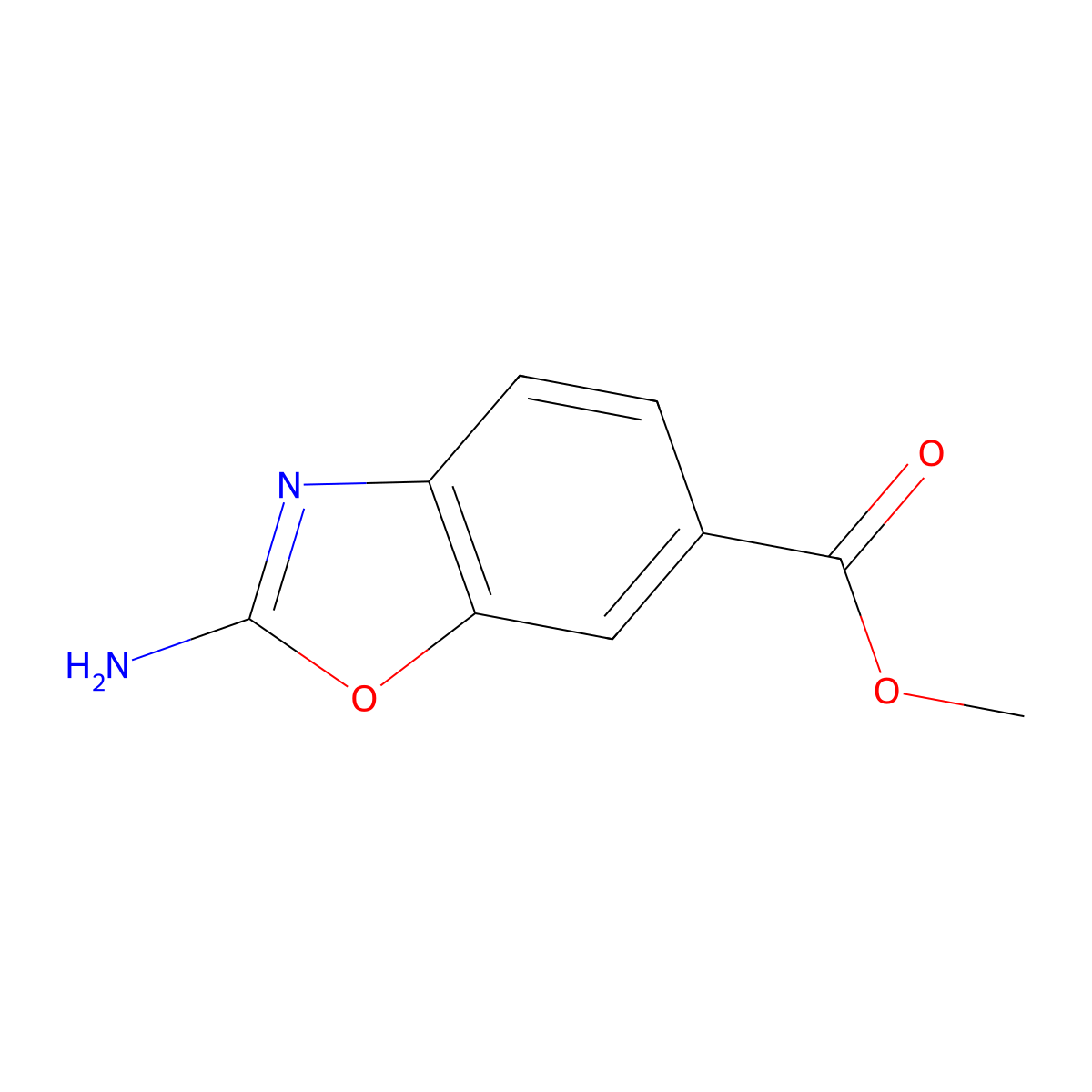 Methyl 2-amino-1,3-benzoxazole-6-carboxylate molecular structure, CAS 851075-63-3