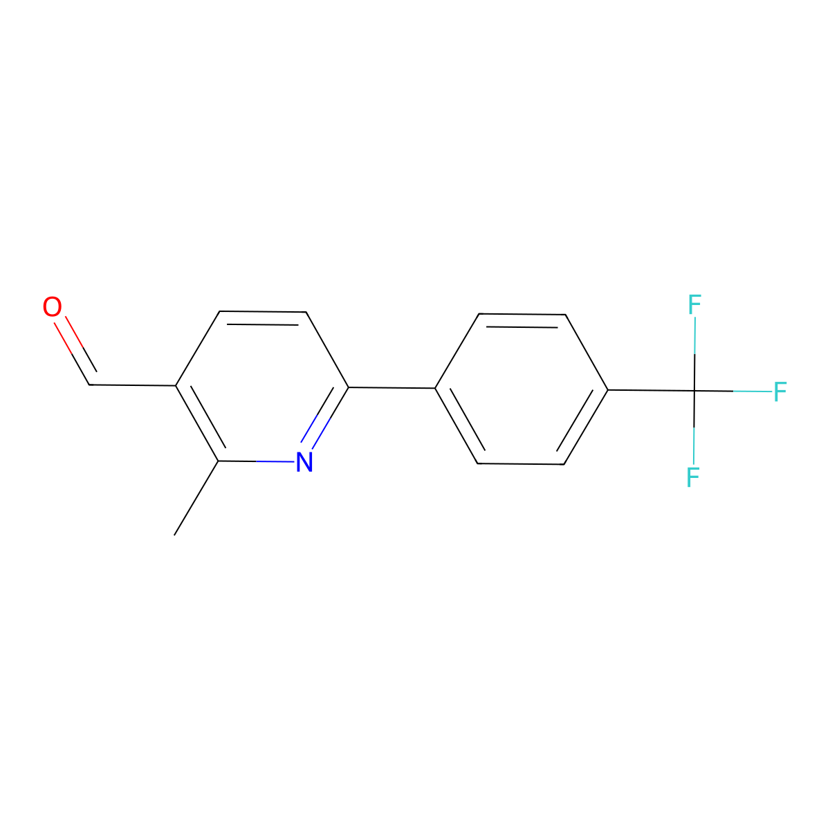 2-Methyl-6-(4-trifluoromethyl-phenyl)-pyridine-3-carbaldehyde molecular structure, CAS 851076-94-3