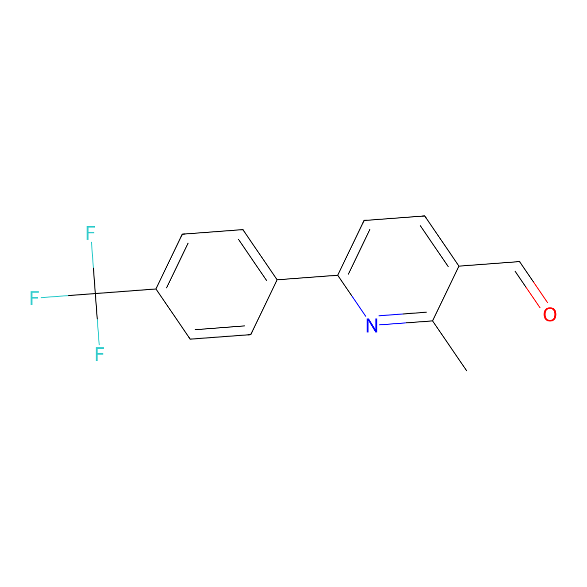 2-Methyl-6-(4-trifluoromethyl-phenyl)-pyridine-3-carbaldehyde molecular structure, CAS 851076-94-3