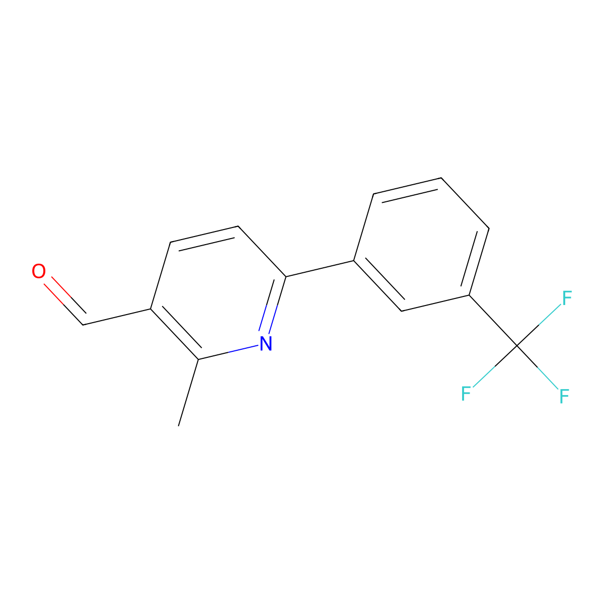 2-Methyl-6-(3-trifluoromethyl-phenyl)-pyridine-3-carbaldehyde molecular structure, CAS 851076-99-8