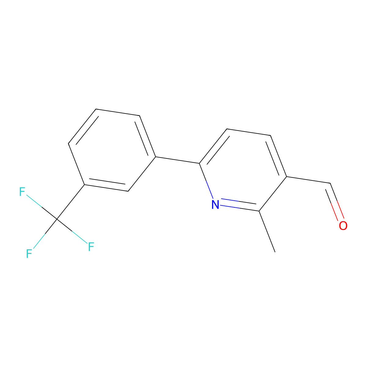 2-Methyl-6-(3-trifluoromethyl-phenyl)-pyridine-3-carbaldehyde molecular structure, CAS 851076-99-8