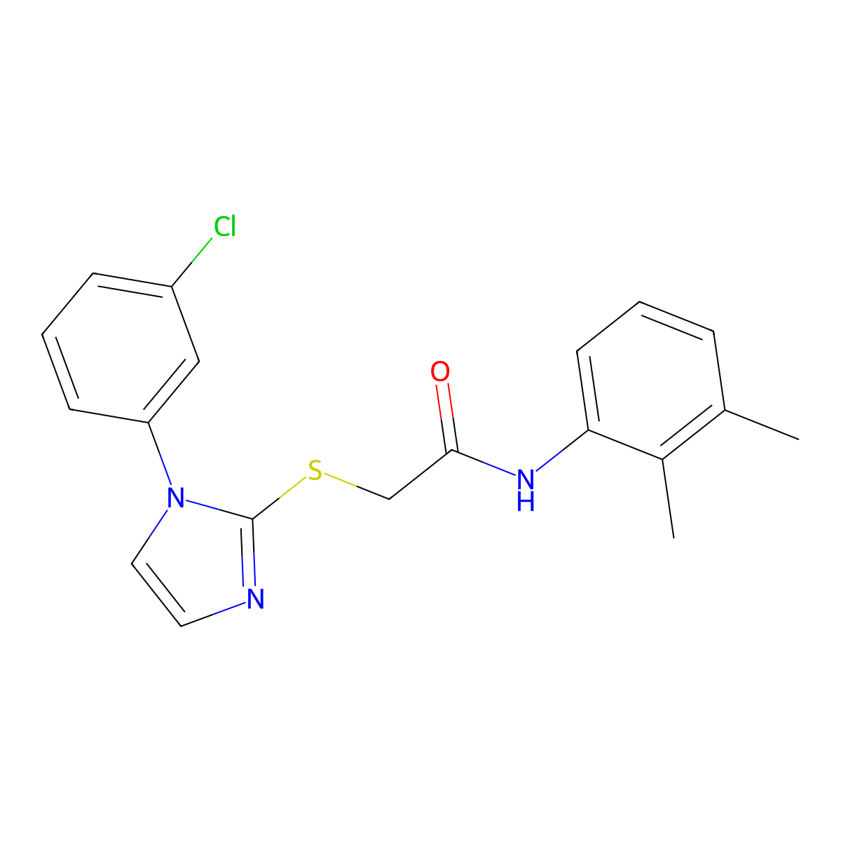 2-[1-(3-chlorophenyl)imidazol-2-yl]sulfanyl-N-(2,3-dimethylphenyl)acetamide molecular structure, CAS 851078-89-2