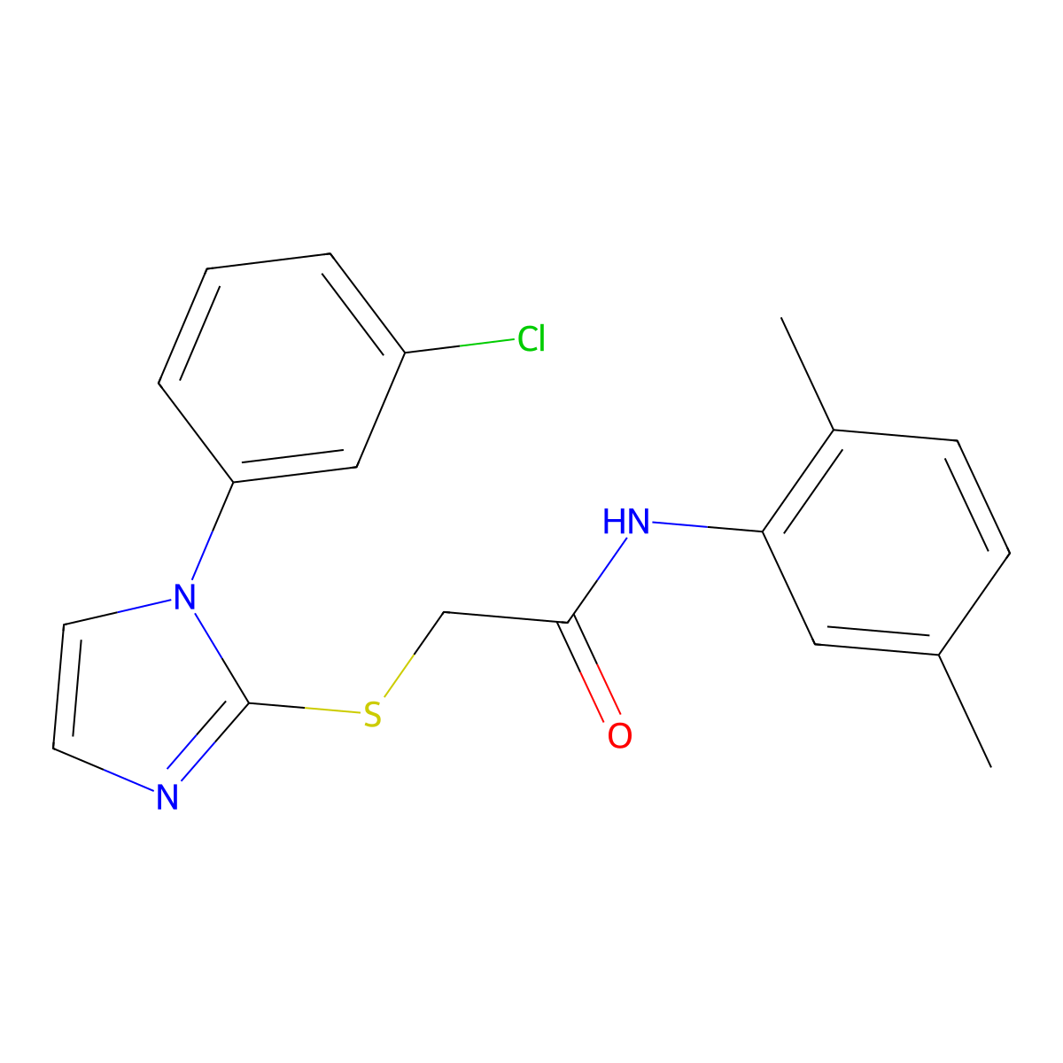 2-((1-(3-chlorophenyl)-1H-imidazol-2-yl)thio)-N-(2,5-dimethylphenyl)acetamide molecular structure, CAS 851078-90-5