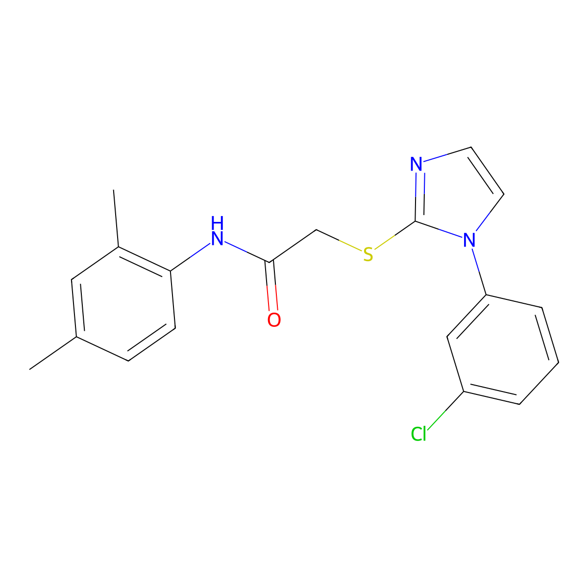 2-[1-(3-chlorophenyl)imidazol-2-yl]sulfanyl-N-(2,4-dimethylphenyl)acetamide molecular structure, CAS 851078-91-6