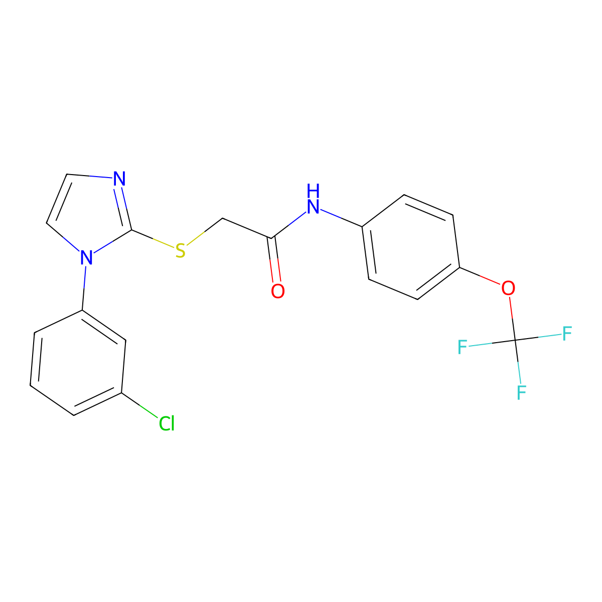 2-[1-(3-chlorophenyl)imidazol-2-yl]sulfanyl-N-[4-(trifluoromethoxy)phenyl]acetamide molecular structure, CAS 851078-98-3