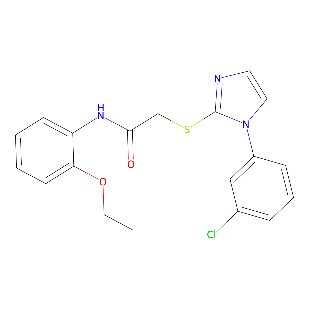2-[1-(3-chlorophenyl)imidazol-2-yl]sulfanyl-N-(2-ethoxyphenyl)acetamide molecular structure, CAS 851079-16-8