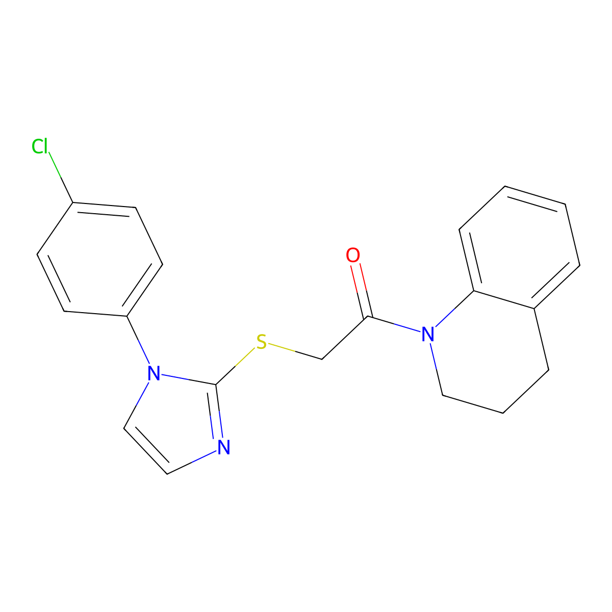 2-((1-(4-chlorophenyl)-1H-imidazol-2-yl)thio)-1-(3,4-dihydroquinolin-1(2H)-yl)ethanone molecular structure, CAS 851079-21-5