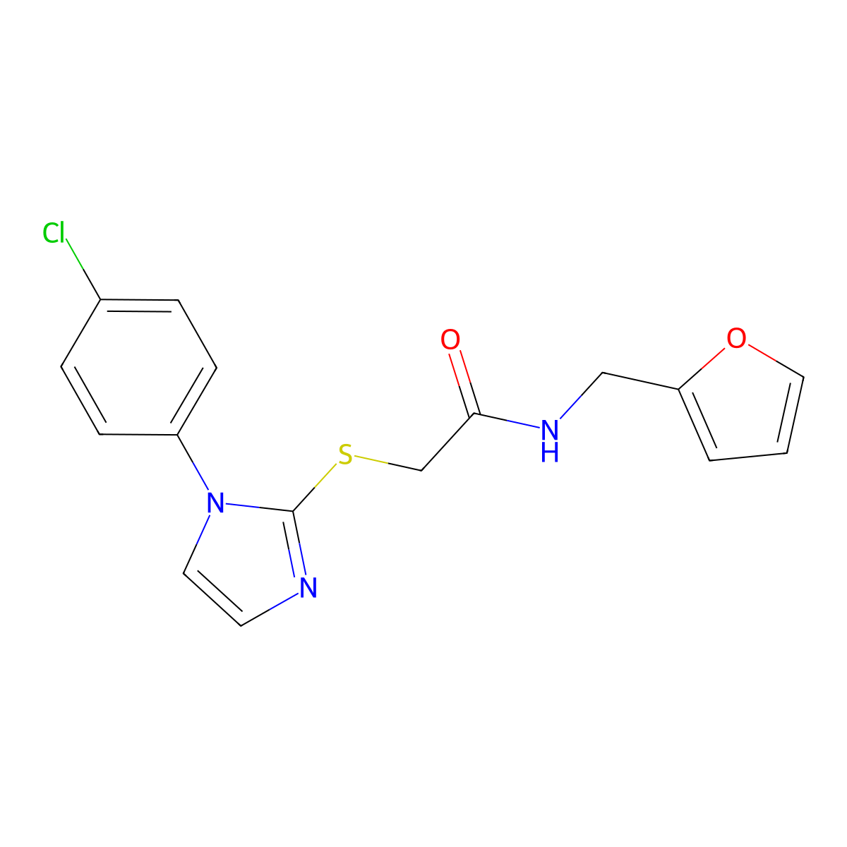 2-((1-(4-chlorophenyl)-1H-imidazol-2-yl)thio)-N-(furan-2-ylmethyl)acetamide molecular structure, CAS 851079-27-1