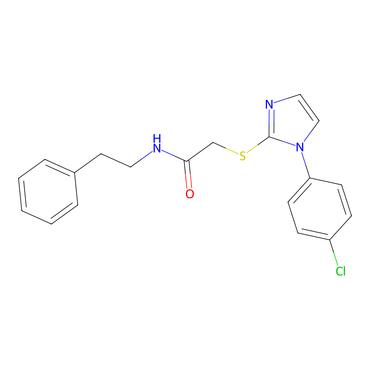 2-((1-(4-chlorophenyl)-1H-imidazol-2-yl)thio)-N-phenethylacetamide molecular structure, CAS 851079-29-3