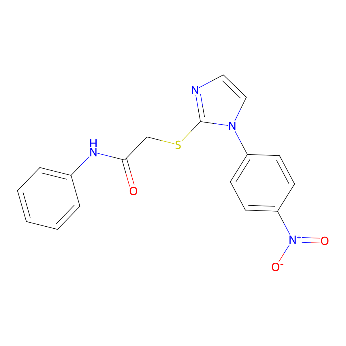 2-[1-(4-nitrophenyl)imidazol-2-yl]sulfanyl-N-phenylacetamide molecular structure, CAS 851079-35-1