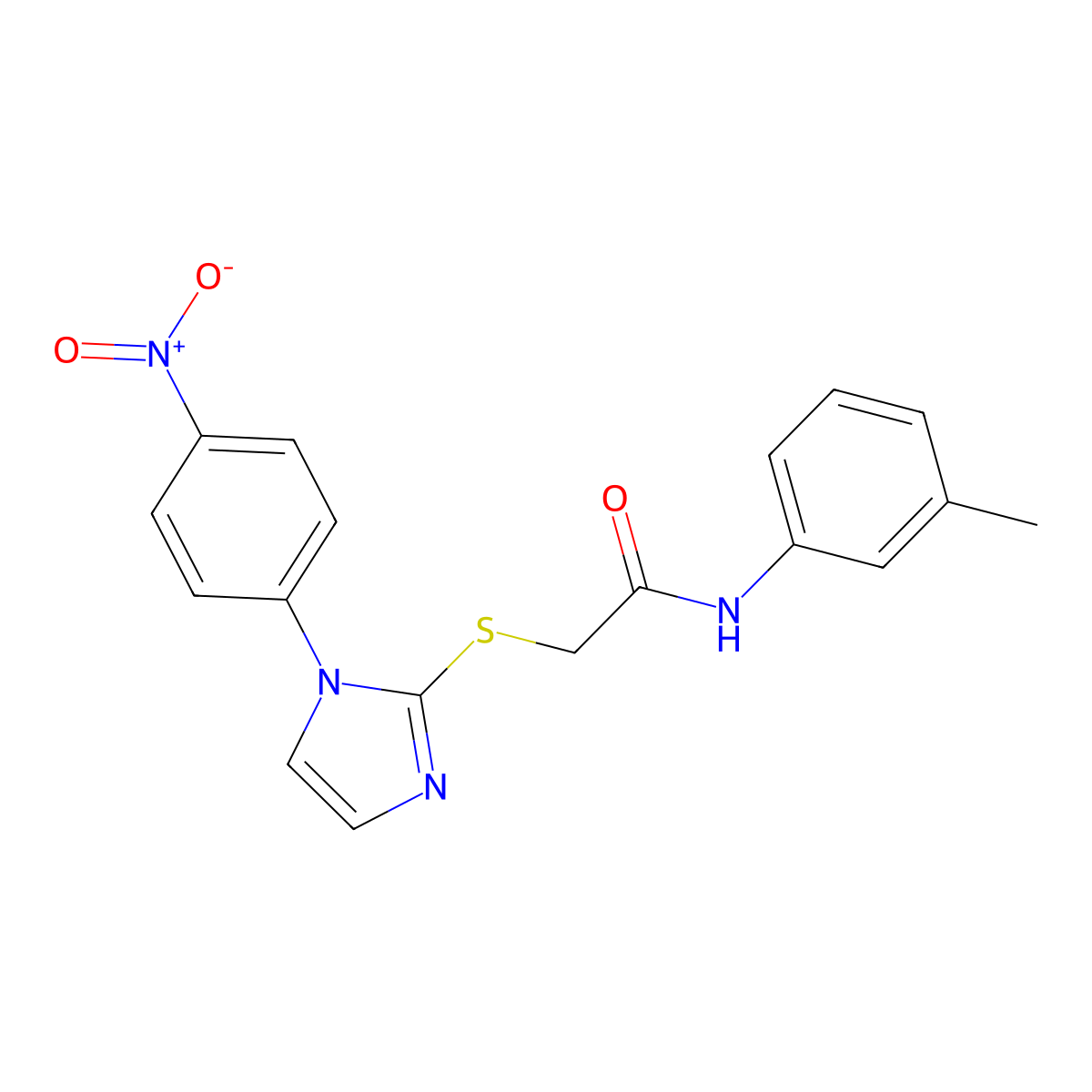 N-(3-methylphenyl)-2-[1-(4-nitrophenyl)imidazol-2-yl]sulfanylacetamide molecular structure, CAS 851079-45-3