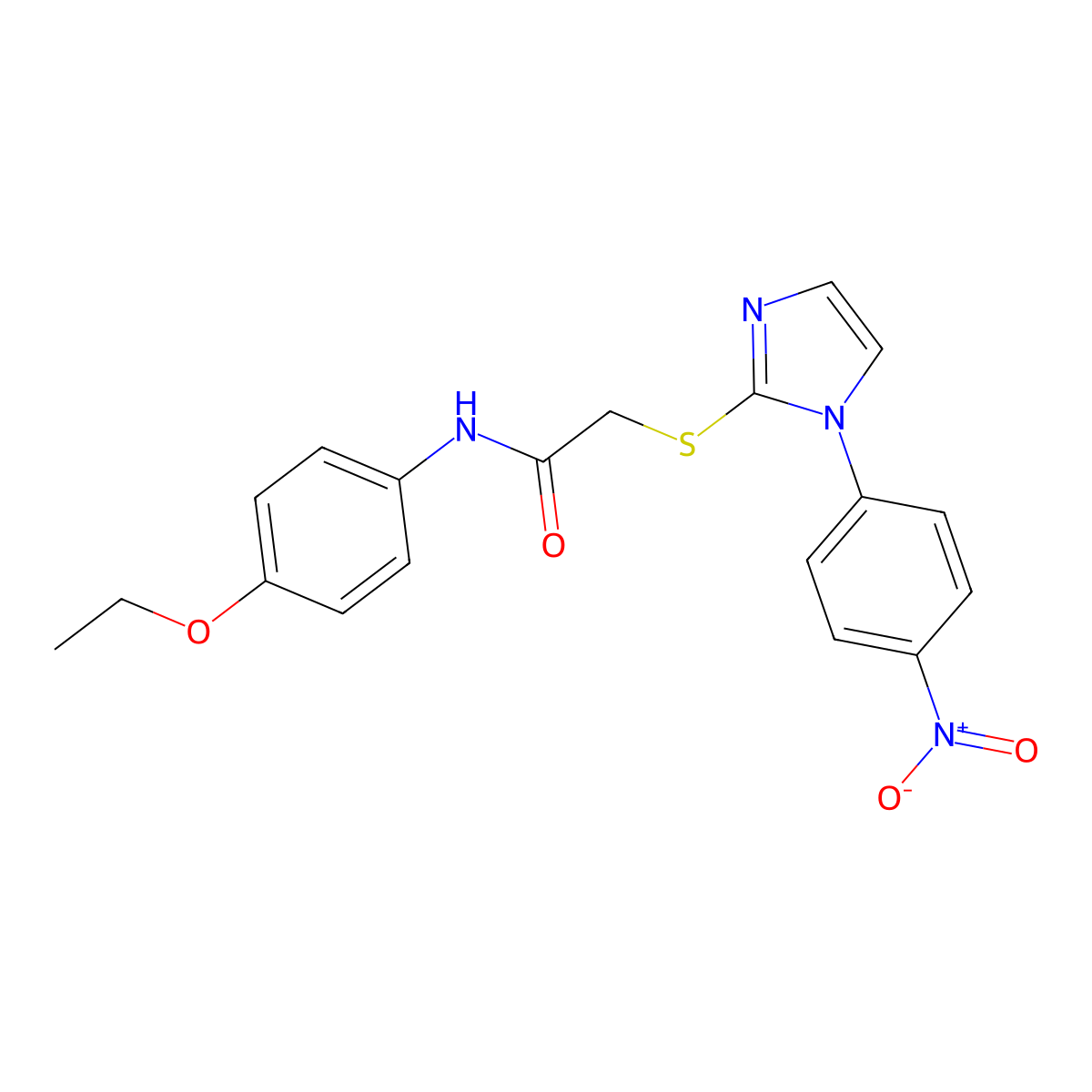 N-(4-ethoxyphenyl)-2-[1-(4-nitrophenyl)imidazol-2-yl]sulfanylacetamide molecular structure, CAS 851079-46-4