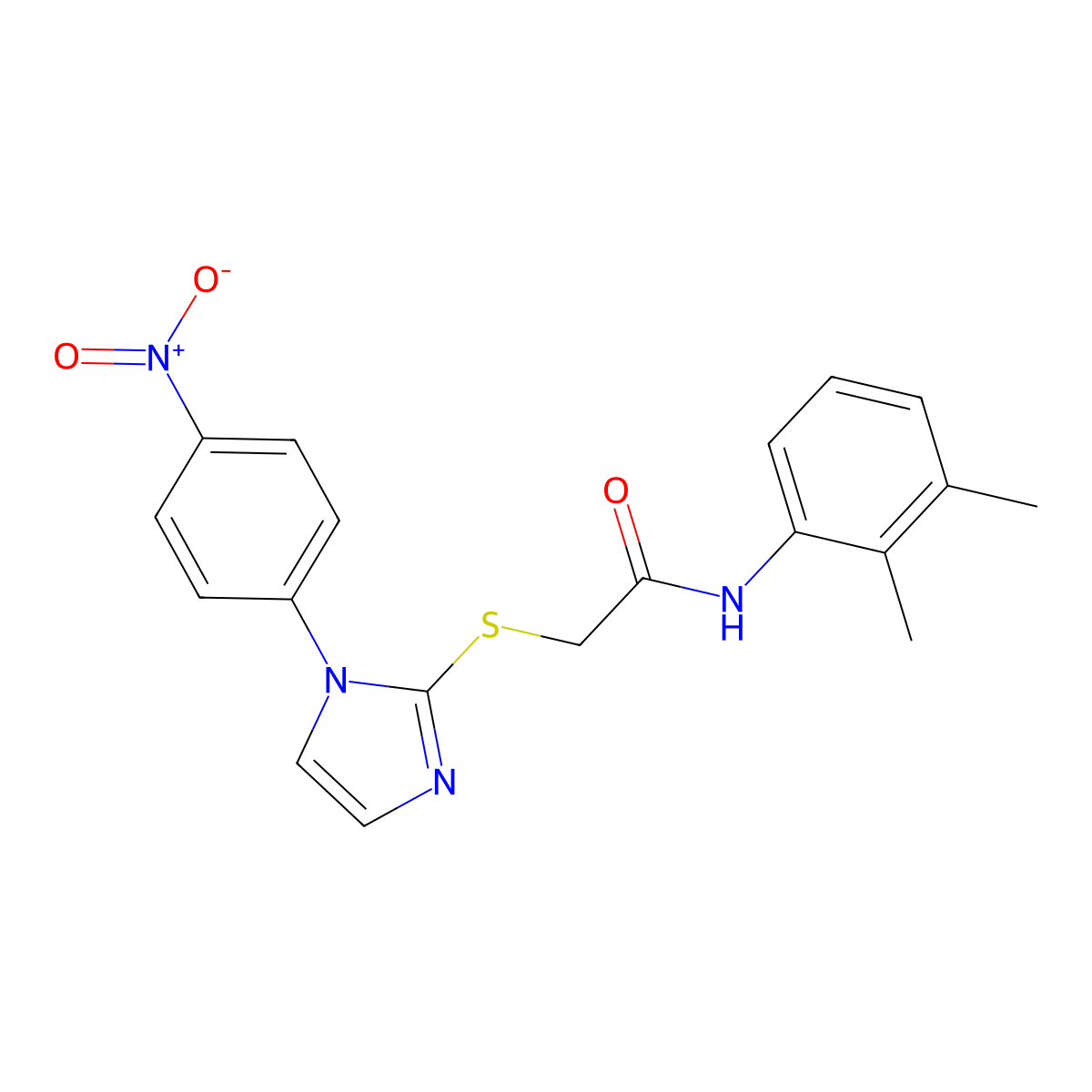 N-(2,3-dimethylphenyl)-2-[1-(4-nitrophenyl)imidazol-2-yl]sulfanylacetamide molecular structure, CAS 851079-47-5