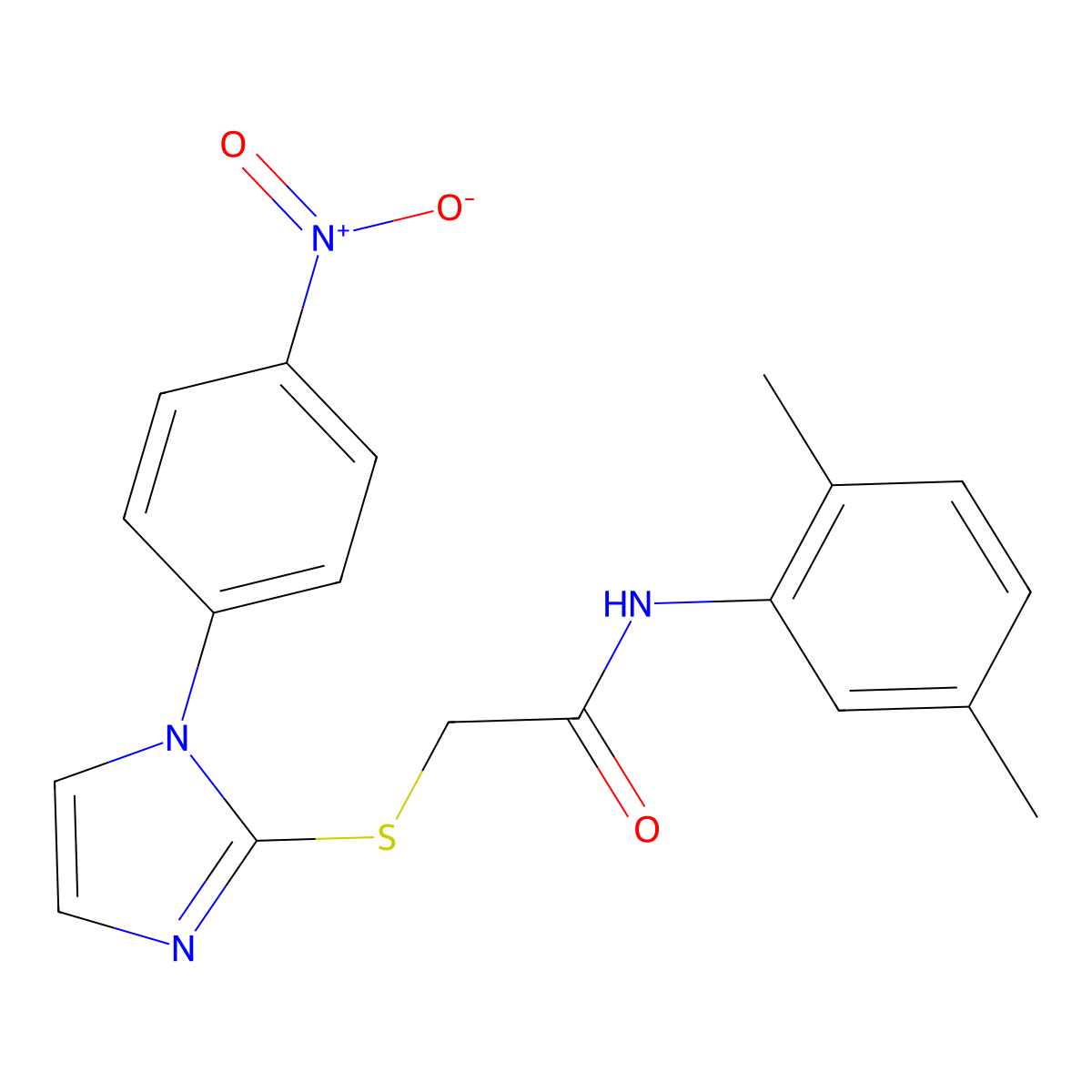 N-(2,5-dimethylphenyl)-2-[1-(4-nitrophenyl)imidazol-2-yl]sulfanylacetamide molecular structure, CAS 851079-48-6