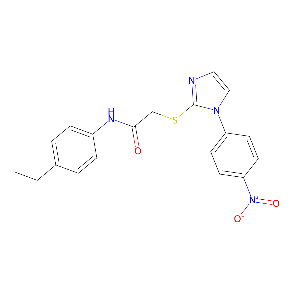 N-(4-ethylphenyl)-2-[1-(4-nitrophenyl)imidazol-2-yl]sulfanylacetamide molecular structure, CAS 851079-67-9