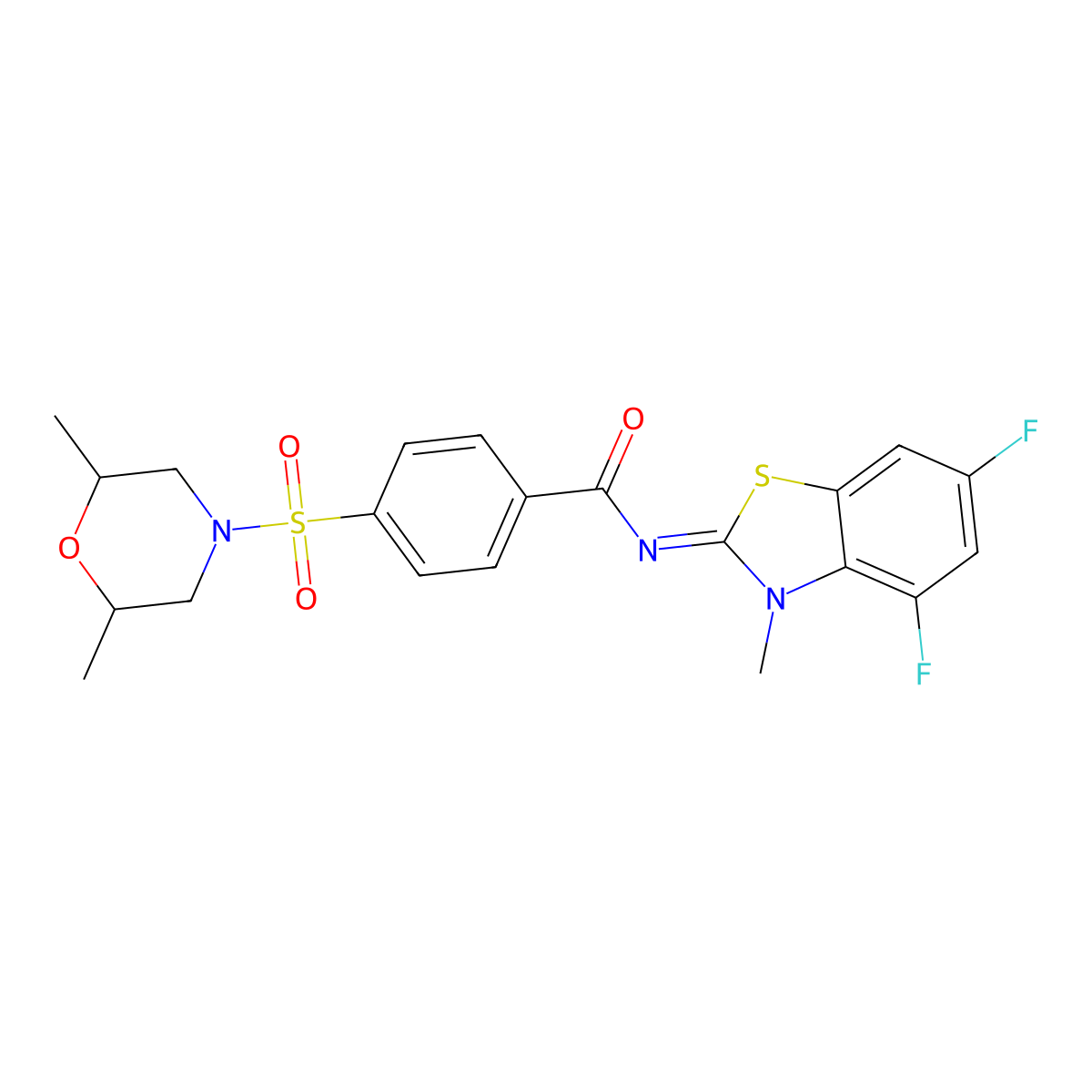 (E)-N-(4,6-difluoro-3-methylbenzo[d]thiazol-2(3H)-ylidene)-4-((2,6-dimethylmorpholino)sulfonyl)benzamide molecular structure, CAS 851079-84-0