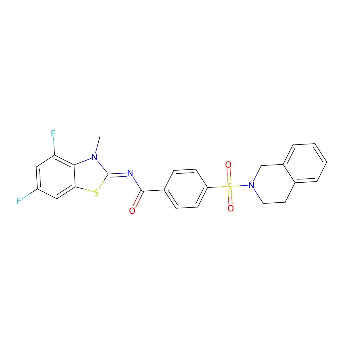 (E)-N-(4,6-difluoro-3-methylbenzo[d]thiazol-2(3H)-ylidene)-4-((3,4-dihydroisoquinolin-2(1H)-yl)sulfonyl)benzamide molecular structure, CAS 851079-86-2