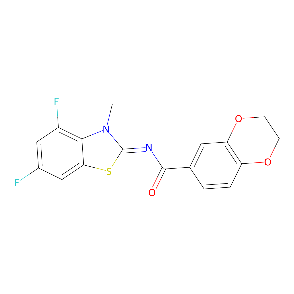 (E)-N-(4,6-difluoro-3-methylbenzo[d]thiazol-2(3H)-ylidene)-2,3-dihydrobenzo[b][1,4]dioxine-6-carboxamide molecular structure, CAS 851079-88-4