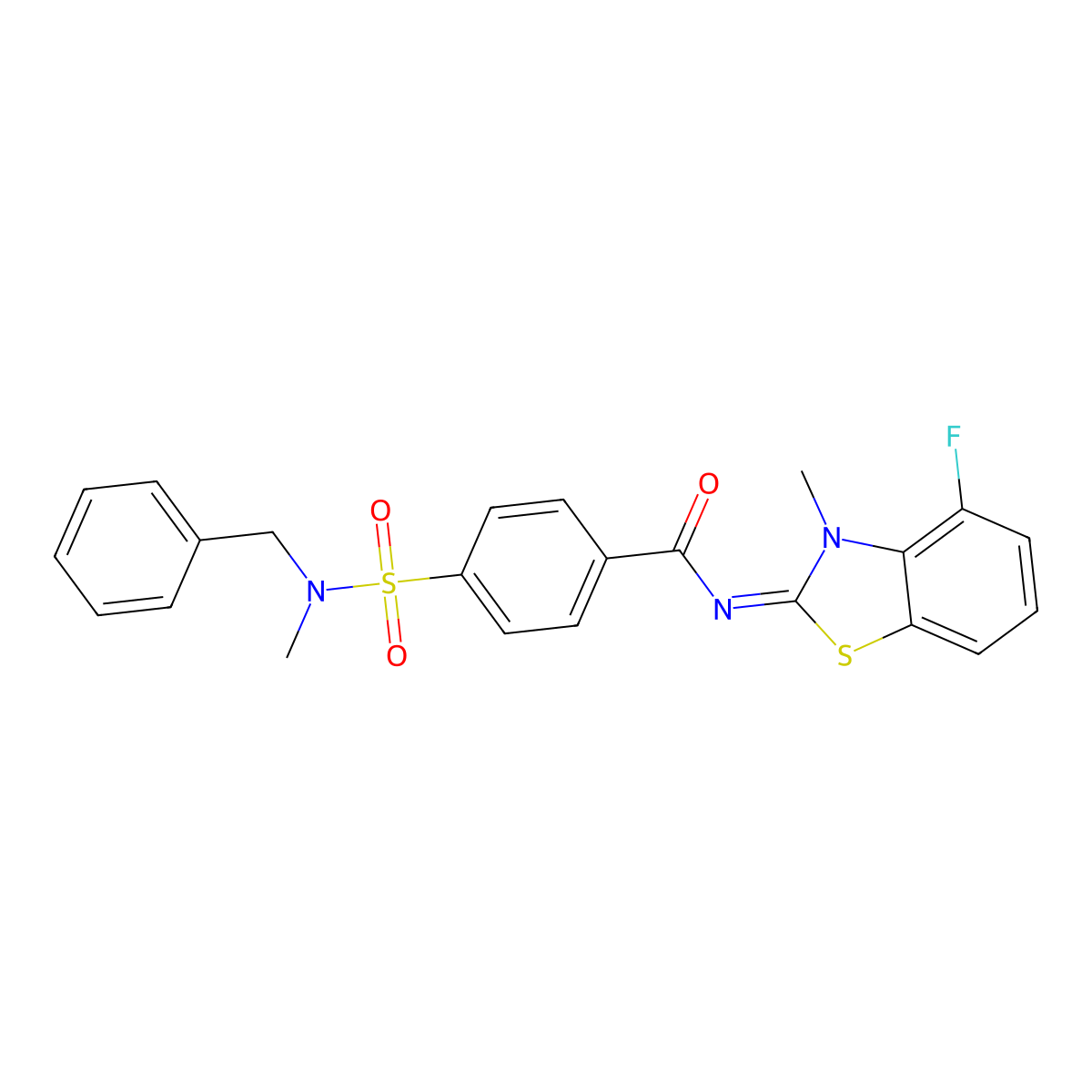 4-[benzyl(methyl)sulfamoyl]-N-(4-fluoro-3-methyl-1,3-benzothiazol-2-ylidene)benzamide molecular structure, CAS 851079-96-4