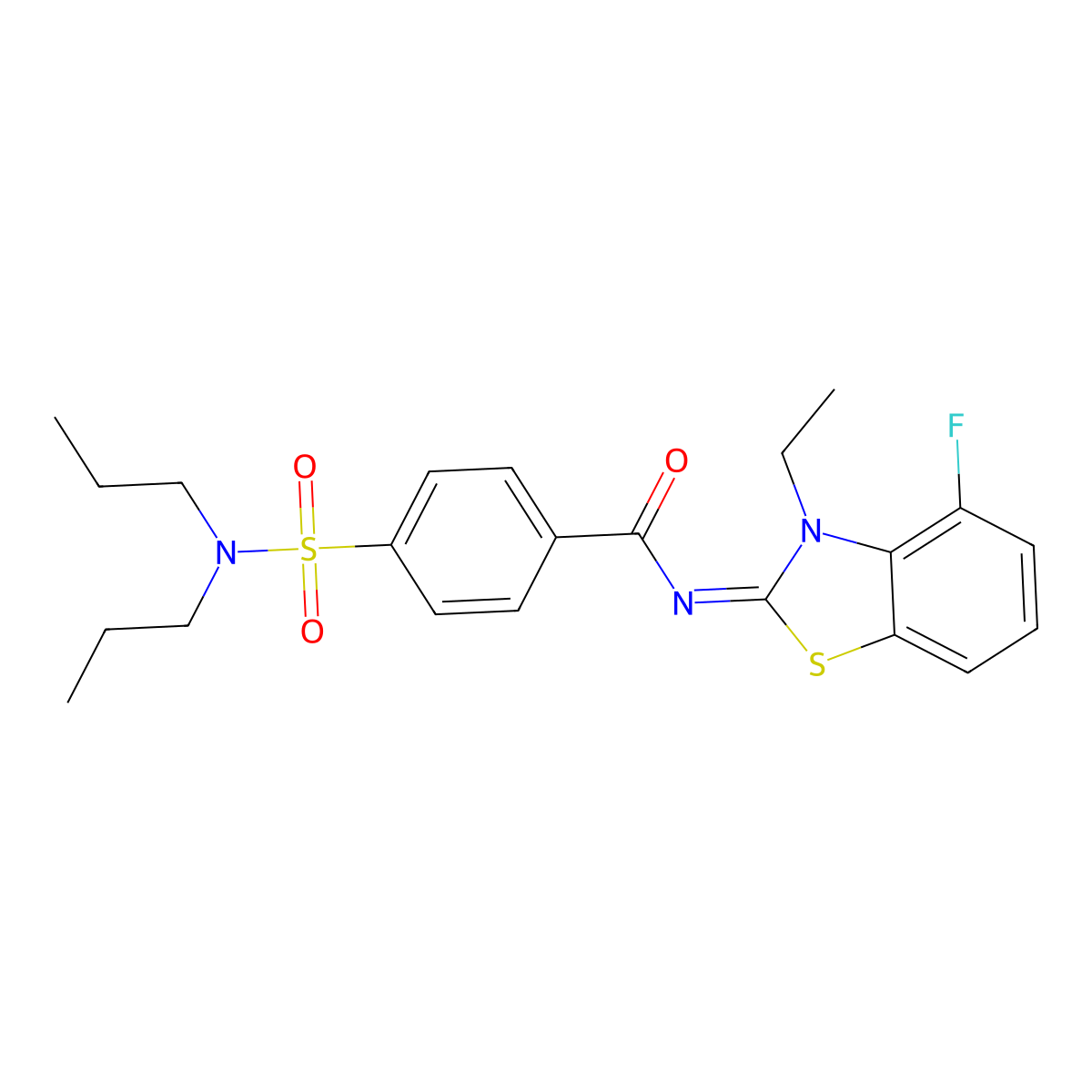 4-(dipropylsulfamoyl)-N-(3-ethyl-4-fluoro-1,3-benzothiazol-2-ylidene)benzamide molecular structure, CAS 851080-00-7