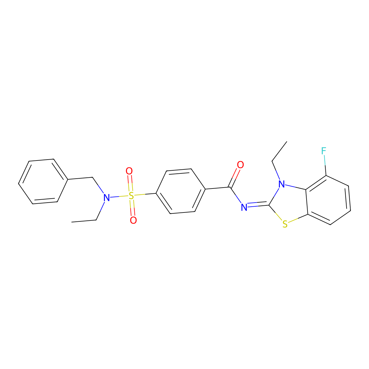 4-[benzyl(ethyl)sulfamoyl]-N-(3-ethyl-4-fluoro-1,3-benzothiazol-2-ylidene)benzamide molecular structure, CAS 851080-05-2