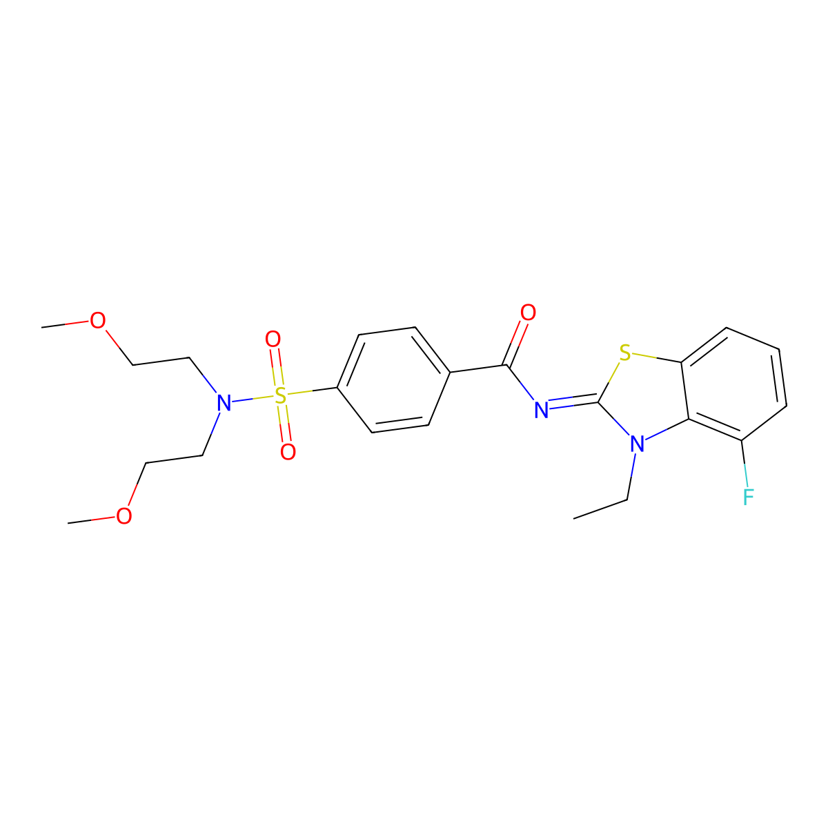 4-[bis(2-methoxyethyl)sulfamoyl]-N-(3-ethyl-4-fluoro-1,3-benzothiazol-2-ylidene)benzamide molecular structure, CAS 851080-06-3