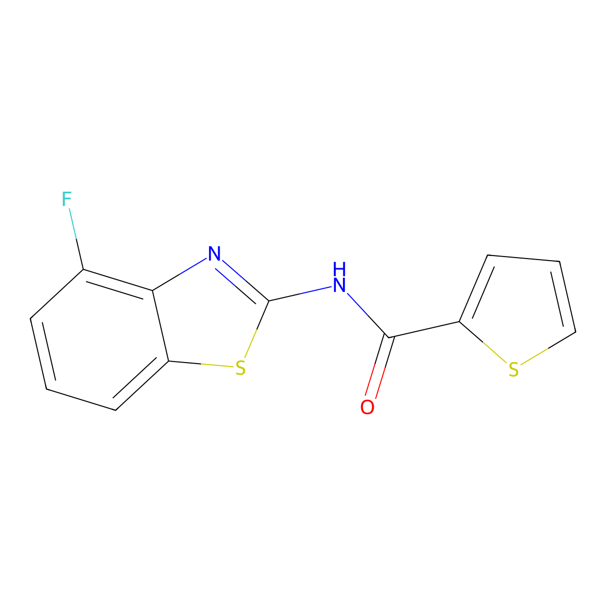 N-(4-fluoro-1,3-benzothiazol-2-yl)-2-thiophenecarboxamide molecular structure, CAS 851080-07-4